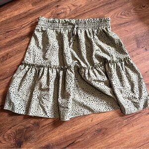 Stylish Olive Polka Dot A-Line Skirt